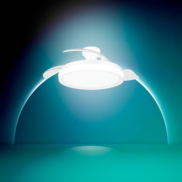 Philips Wentylator sufitowy LED Bliss, biały połysk, DC, cichy możliwość ściemniania, biały / opal, salon / jadalnia, metal, nowoczesny
