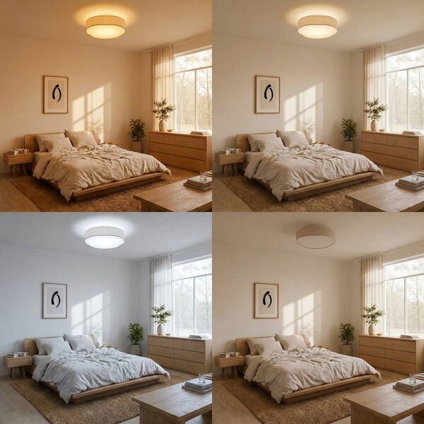 Lampa sufitowa Winona Lindby, możliwość ściemniania, kremowy / amber, salon / jadalnia, tkanina / materiał / jedwab