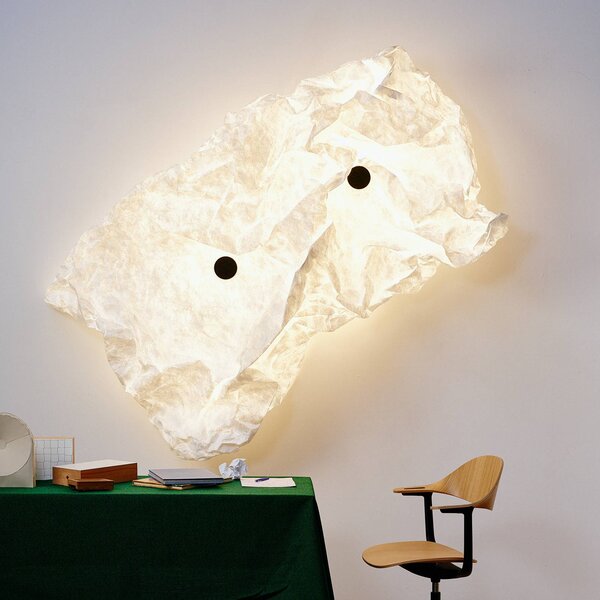 FLOS Kinkiet Maap W2, możliwość ściemniania, biały / opal, salon / jadalnia, tkanina / materiał / jedwab, design