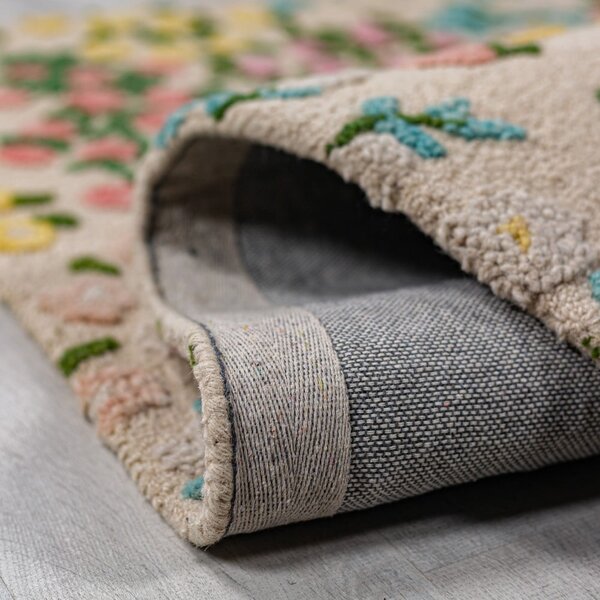 Kremowy wełniany dywan tkany ręcznie 160x230 cm Emilia Floral – Flair Rugs