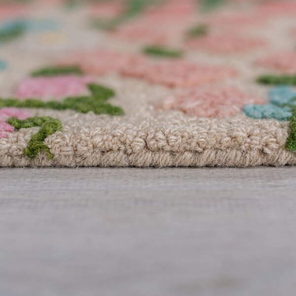 Kremowy wełniany dywan tkany ręcznie 160x230 cm Emilia Floral – Flair Rugs