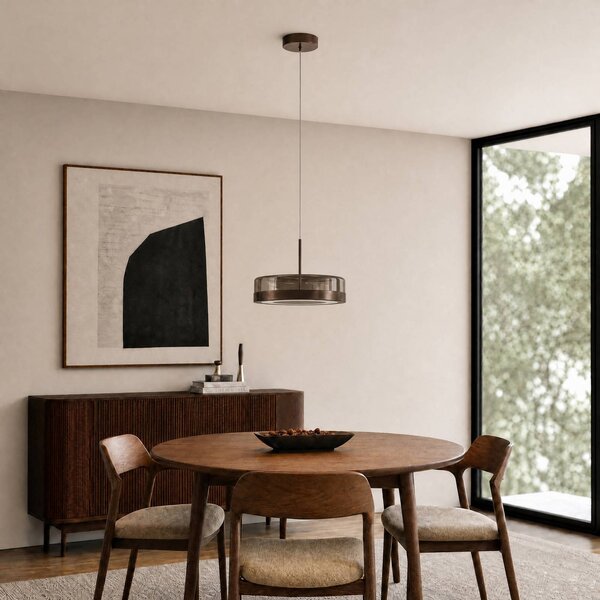 Lampa wisząca szklana La Latta Lucande, możliwość ściemniania, brązowy / rdzawy, szkło, design