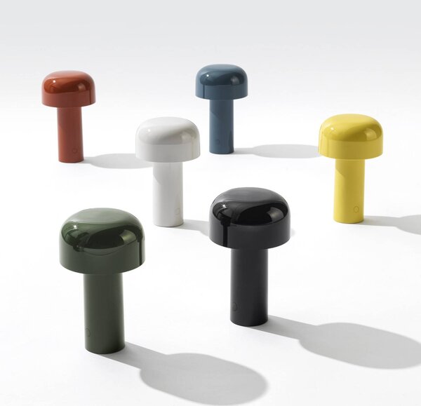 FLOS Lampa stołowa LED z akumulatorem Bellhop, zielona, 21 cm, ściemniana, IP54 możliwość ściemniania, zielony, salon / jadalnia, tworzywo sztuczne, design