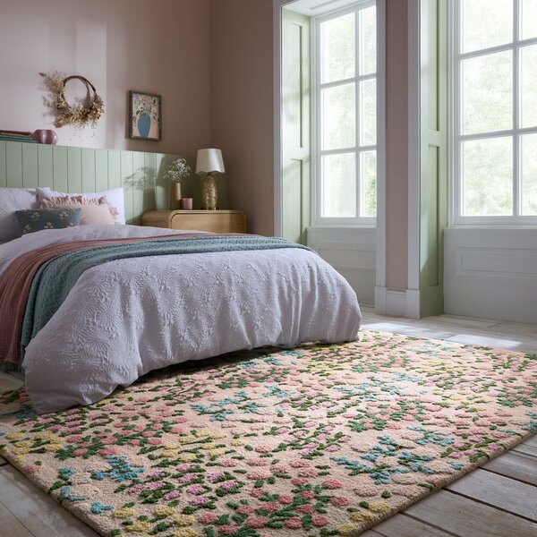 Kremowy wełniany dywan tkany ręcznie 160x230 cm Emilia Floral – Flair Rugs