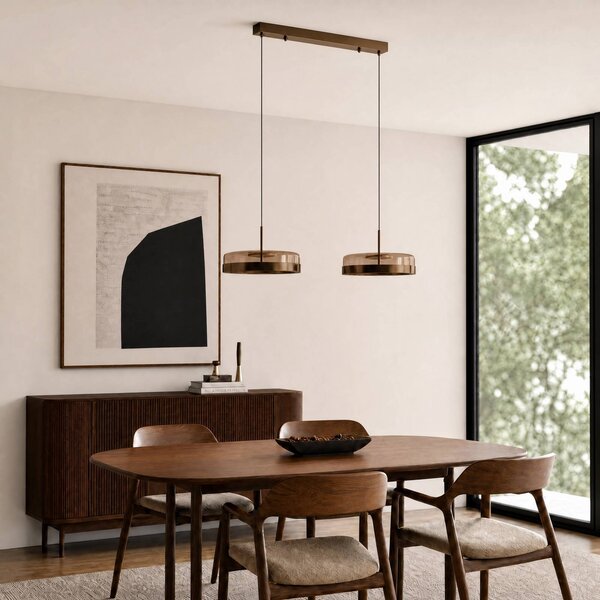 Lampa wisząca szklana La Latta Lucande, możliwość ściemniania, brązowy / rdzawy, szkło, design