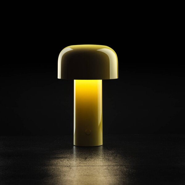FLOS Lampa stołowa Flos LED z akumulatorem Bellhop, żółta, 21 cm, ściemniana, IP54 możliwość ściemniania, żółty / pomarańczowy, salon / jadalnia, tworzywo sztuczne, design