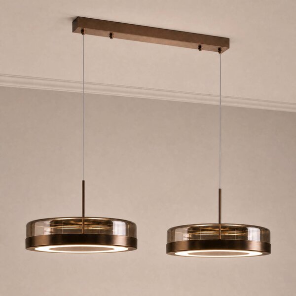 Lampa wisząca szklana La Latta Lucande, możliwość ściemniania, brązowy / rdzawy, szkło, design