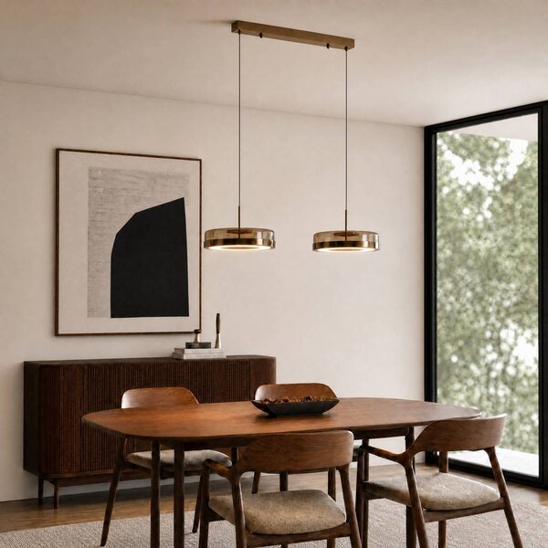 Lampa wisząca szklana La Latta Lucande, możliwość ściemniania, brązowy / rdzawy, szkło, design