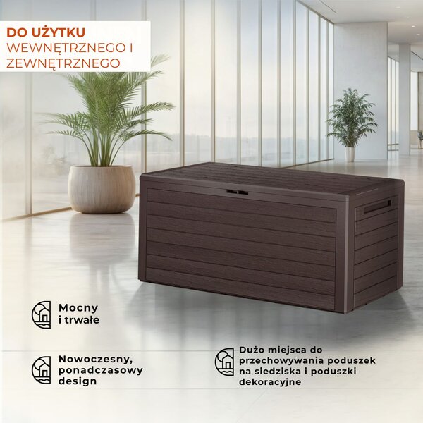 Pojemnik do przechowywania WOODEBOX, 280L, 120x46x57cm, ciemny brąz Prosperplast