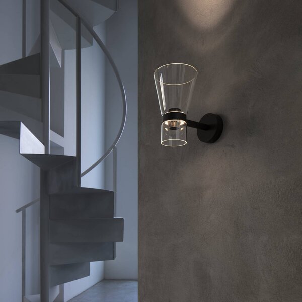 FLOS Kinkiet Nocturne Cone, możliwość ściemniania, czarny, salon / jadalnia, aluminium, design