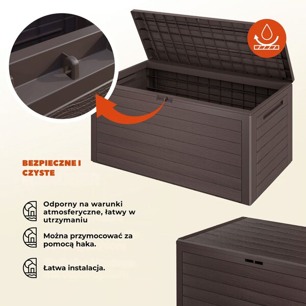 Pojemnik do przechowywania WOODEBOX, 280L, 120x46x57cm, ciemny brąz Prosperplast