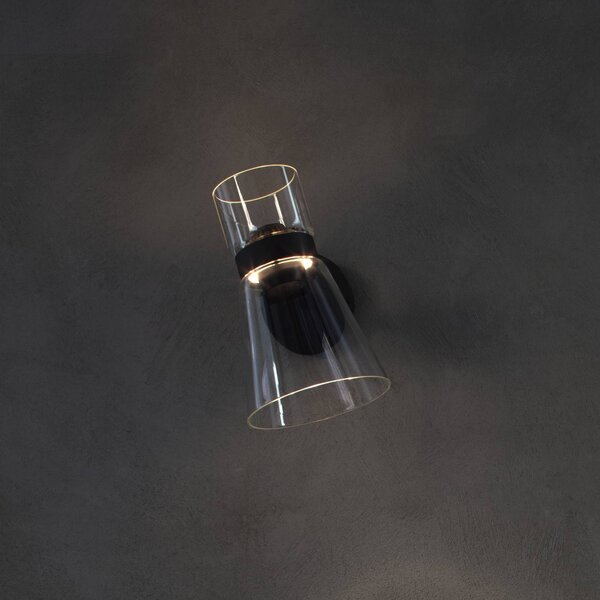 FLOS Kinkiet Nocturne Cone, możliwość ściemniania, czarny, salon / jadalnia, aluminium, design