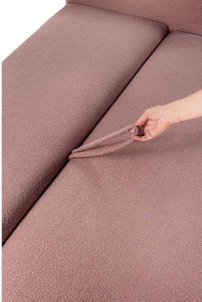 Jasnoróżowa rozkładana sofa z materiału bouclé 247 cm Quinoa – Bonami Selection