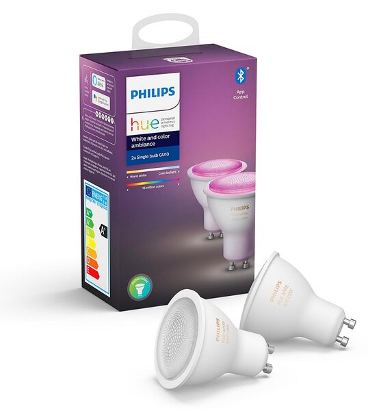 Philips ZESTAW 2x LED Ściemnialna żarówka Philips WHITE AND COLOR AMBIANCE GU10/4,3W/230V 2000-6500K P3099