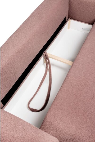 Jasnoróżowa rozkładana sofa z materiału bouclé 247 cm Quinoa – Bonami Selection