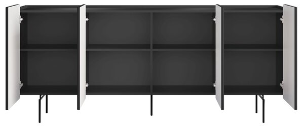 Komoda Malmi 200 cm czterodrzwiowa - czarny mat / czarne nóżki