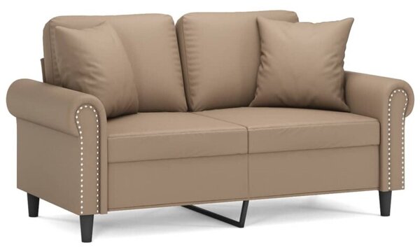 Sofa 2-osobowa z poduszkami, cappuccino, 120 cm, sztuczna skÃ³ra