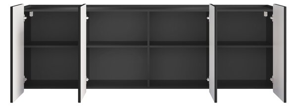 Komoda Malmi 200 cm czterodrzwiowa wisząca - czarny mat / czarny