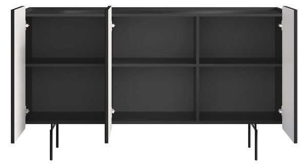 Komoda Malmi 150 cm trzydrzwiowa - czarny mat / czarne nóżki