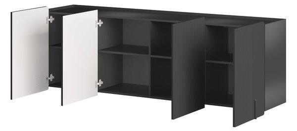 Komoda Malmi 200 cm czterodrzwiowa wisząca - czarny mat / czarny
