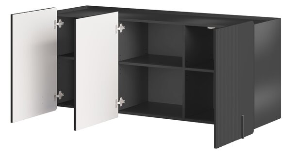 Komoda Malmi 150 cm trzydrzwiowa wisząca - czarny mat / czarny