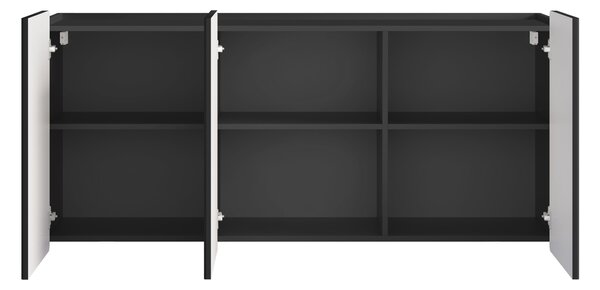 Komoda Malmi 150 cm trzydrzwiowa wisząca - czarny mat / czarny