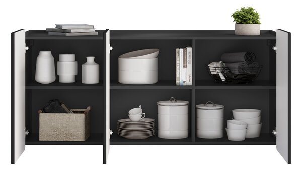 Komoda Malmi 150 cm trzydrzwiowa wisząca - czarny mat / czarny