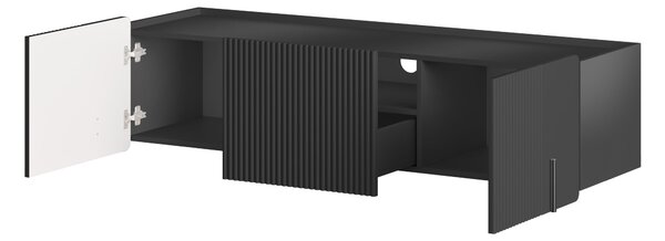 Szafka RTV Malmi 150 cm wisząca - czarny mat / czarny