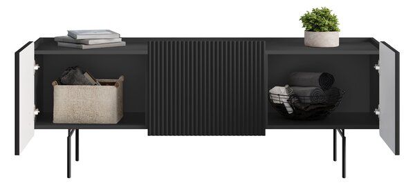 Szafka RTV Malmi 150 cm - czarny mat / czarne nóżki