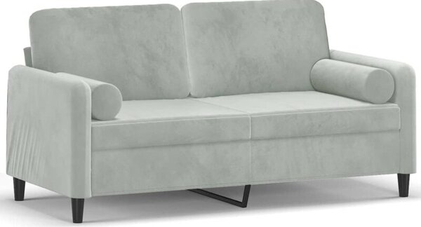 Sofa 2-osobowa z poduszkami, jasnoszara, 140 cm, aksamit