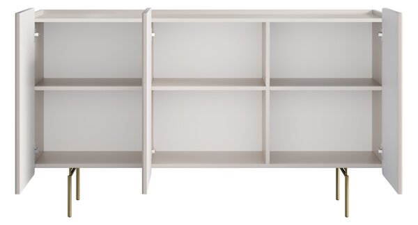 Komoda Malmi 150 cm trzydrzwiowa - kaszmir / złote nóżki