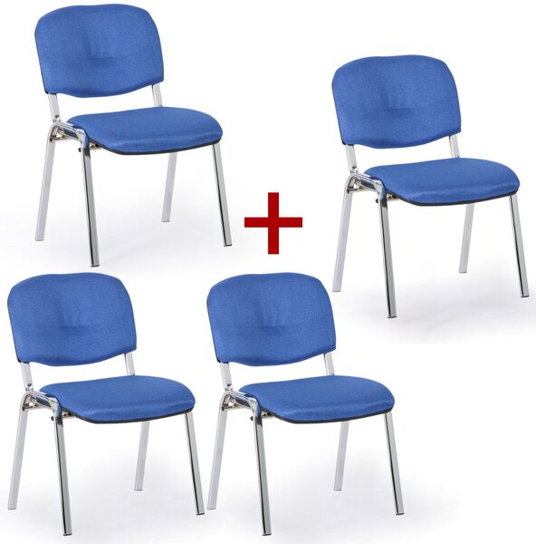 Krzesło konferencyjne VIVA PLUS 3+1 GRATIS - chromowane nogi, niebieski