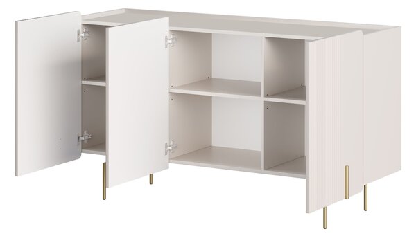 Komoda Malmi 150 cm trzydrzwiowa - kaszmir / złote nóżki