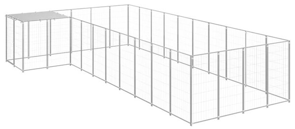 Kojec dla psa, srebrny, 13,31 m², stalowy