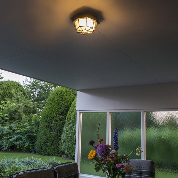 Lampa sufitowa rustykalna ciemnoszara 21,3 cm IP44 - Bri