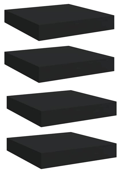 Półki ścienne, 4 szt., czarne, 23 x 23,5 x 3,8 cm, mdf