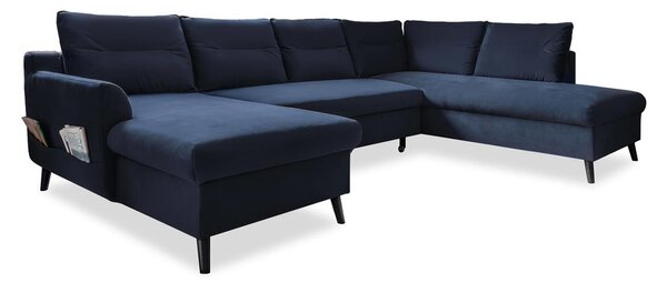 Ciemnoniebieska rozkładana sofa w kształcie litery "U" Miuform Stylish Stan, prawostronna