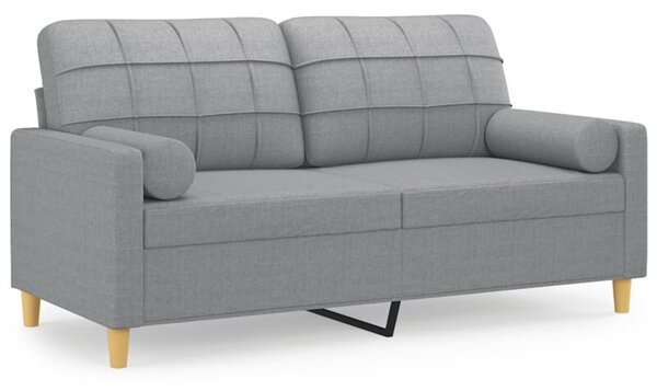 Sofa 2-osobowa z poduszkami, jasnoszara, 140 cm, tkanina
