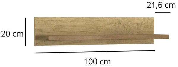 Półka ścienna loft 100 cm dąb cremona + dąb lefkas D4-H26