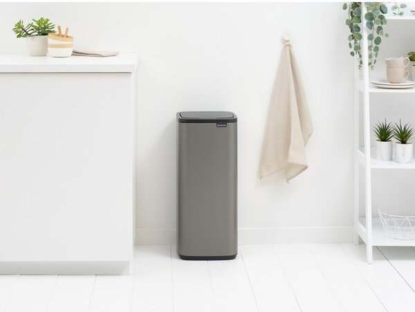 Szary stalowy kosz na śmieci otwierany na dotyk 30 l Bo Touch – Brabantia