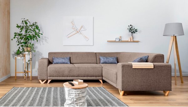 Brązowy rozkładany/ze schowkiem narożnik (prawostronny/w kształcie litery L) Classy Sophie – Miuform