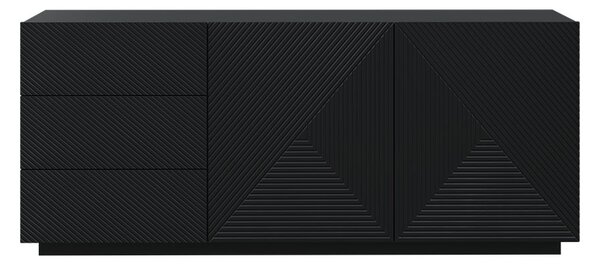 Komoda Asha 167 cm dwudrzwiowa z szufladami - czarny mat
