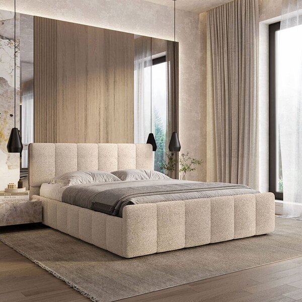 MebleMWM Łóżko tapicerowane SF1077 | 160x200 | Boucle | Cappuccino #4