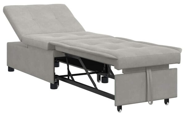 RozkÅadana sofa z mikrofibry w kolorze jasnoszarym