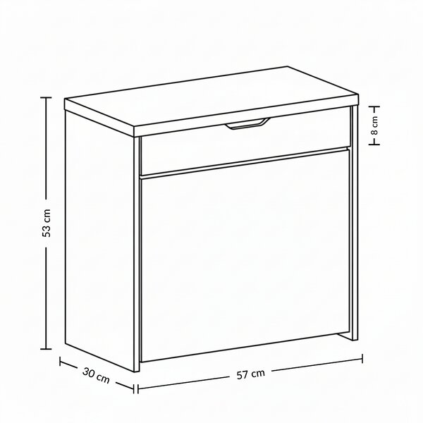 Szafka na buty z siedziskiem i wysuwanymi półkami VAULT, 57 x 30 x 53 cm