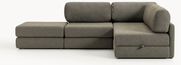 Narożna sofa rozkładana Bouclé z miejscem do przechowywania Ladina