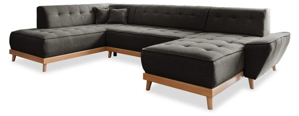 Ciemnoszara rozkładana sofa w kształcie litery "U" Miuform Dazzling Daisy, lewostronna