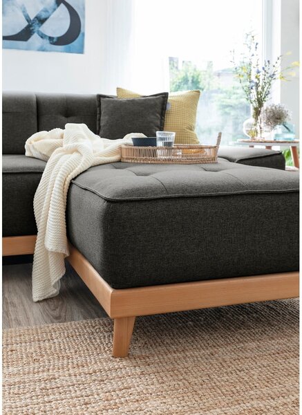 Ciemnoszara rozkładana sofa w kształcie litery "U" Miuform Dazzling Daisy, lewostronna
