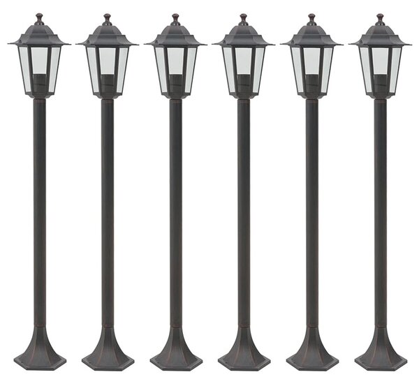Zestaw 6 brązowych lamp zewnętrznych słupki - A467-Banero