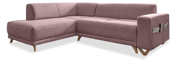 Różowy rozkładany/ze schowkiem narożnik (lewostronny/w kształcie litery L) Classy Sophie – Miuform